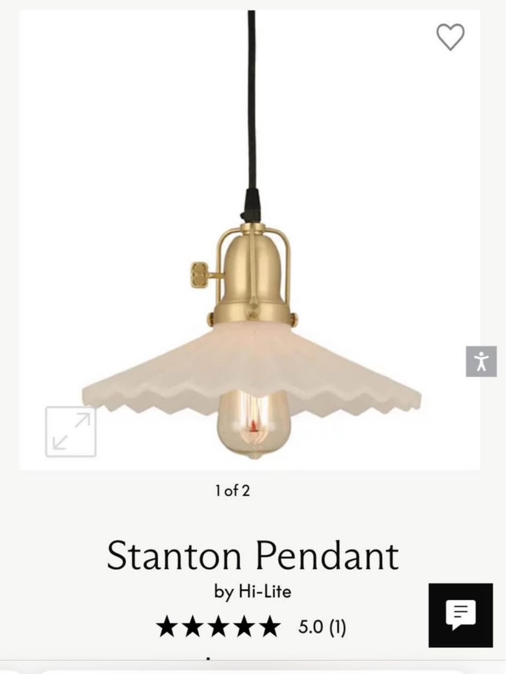 Stanton Pendant by Hi-Lite - Brass & Frosted White Shade